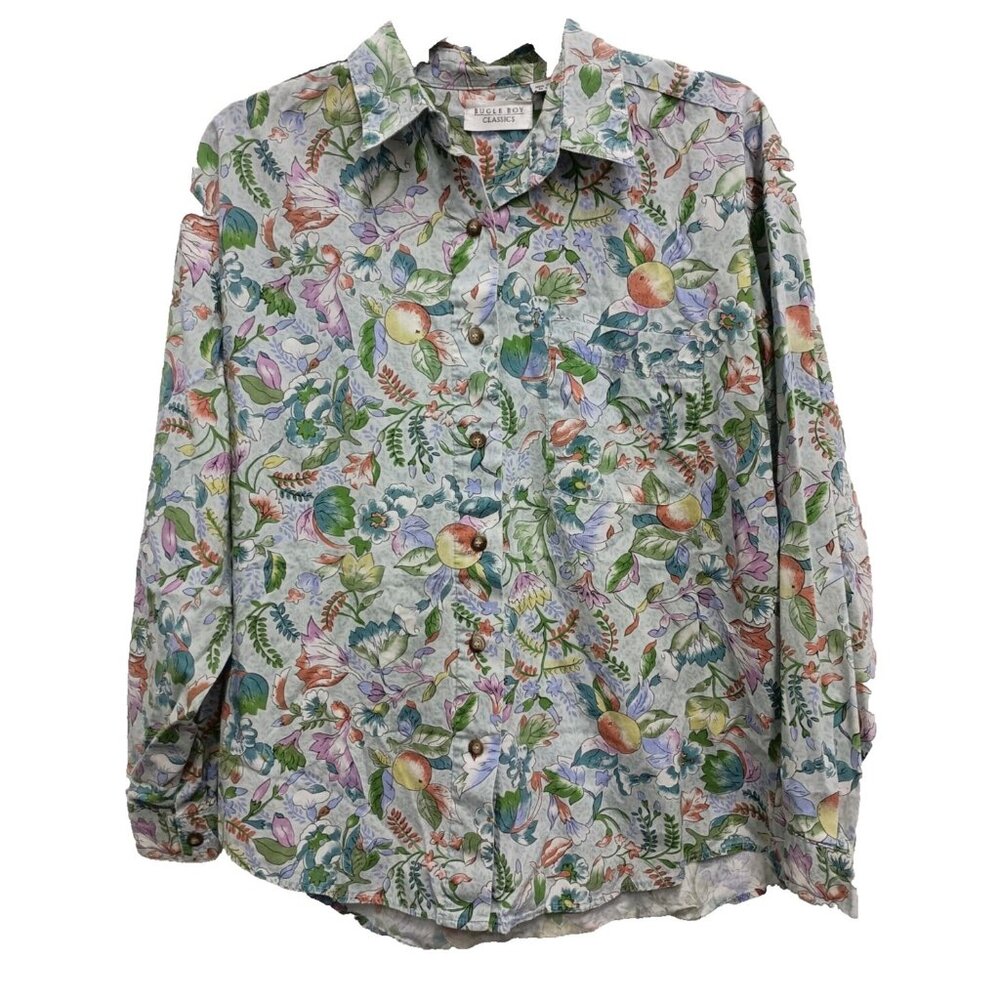 VTG 90s Bugle‎ Boy Classics Shirt Womens Medium Floral Botanical Cottagecore
